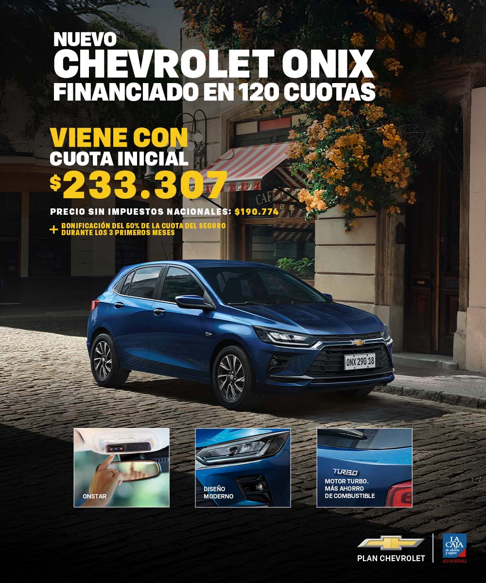 Nuevo Chevrolet Onix, financiado en 120 cuotas