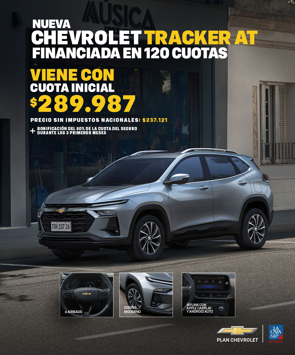 Nueva Chevrolet Tracker AT, financiada en 120 cuotas