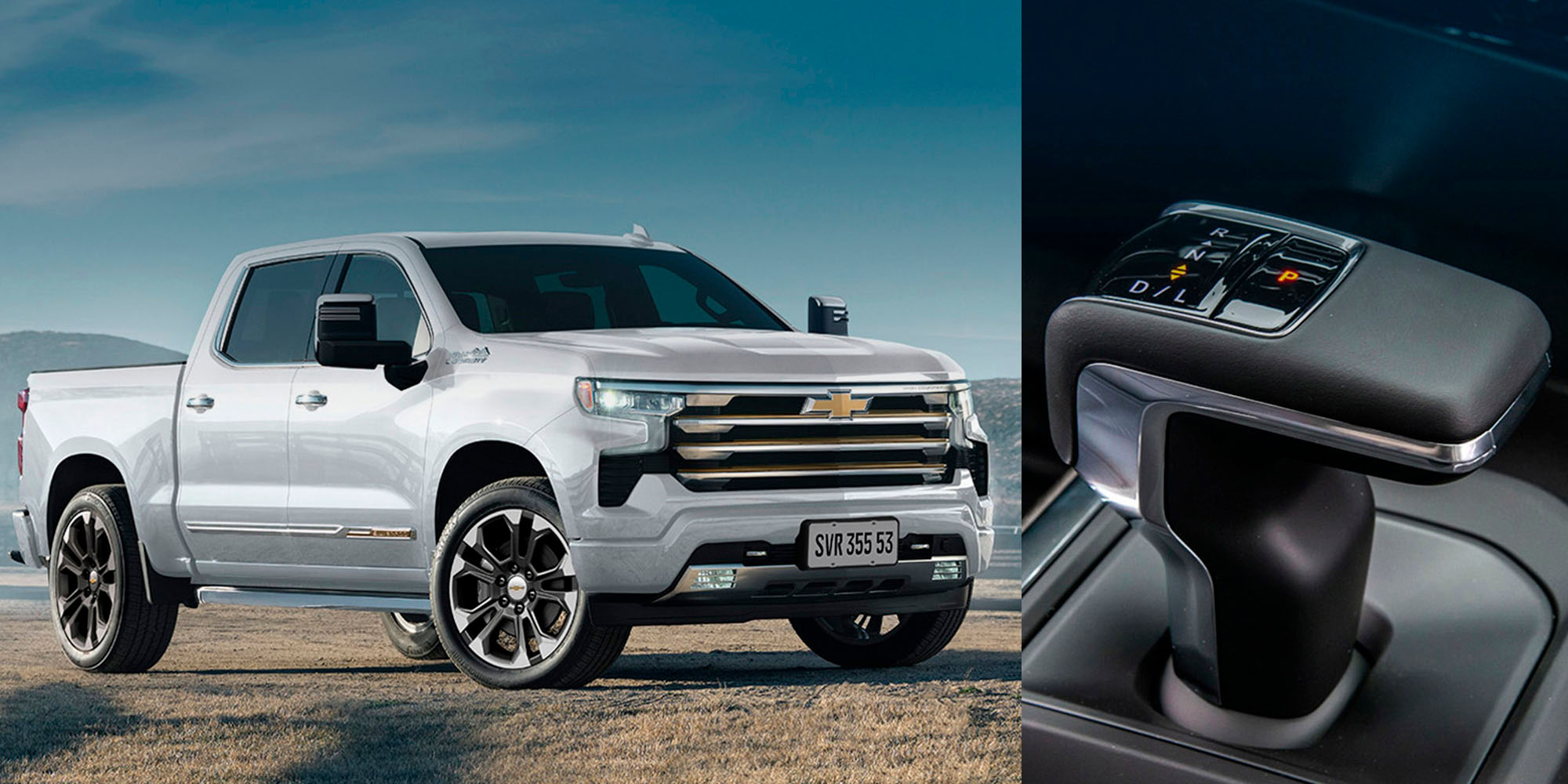 Chevrolet Silverado 2026 color blanco y selector de cambios